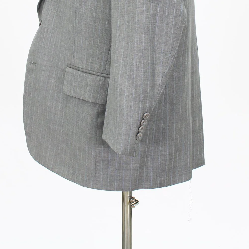Tom James 44S 40x26 Gray Striped 2-Button Suit R458 - Picture 8 of 15